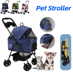 Portable Foldable Pet Stroller 4 wheels Detachable Trolley Dog Cat Pet Walks Relax Outdoor Carrier