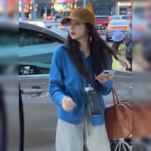 YUFUQING | Blue Long Sleeve Open Cardigan Coat Women Loose Personality Match Hat Sweatshirt Trendy Early Autumn New Style Commute Style