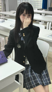 Original High Waist Uniform Skirt for Women Summer School Uniform Dark Blue Plaid Mini Skirt Sweet Style Polyester Fabric