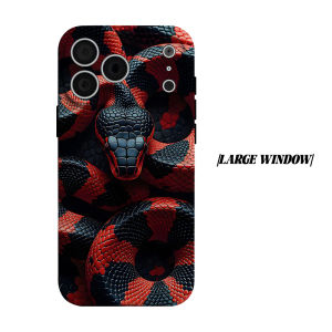 BILIBILI | Red Black Snake Texture Phone Case for iPhone 18 17 16 15 14 13 12 11 Air Pro Max Plus Double-layer Cover