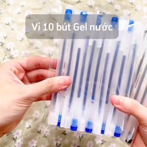 Bộ 10 bút gel HAPPI viết gel bút nước đen xanh đỏ mực khổ nhanh ngòi 0.5mm