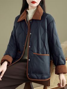 Lightweight Cotton Jacket Womens Winter Coat Korean Style Loose Fit Long Sleeve Button up Pocket Detail Winter Fashion