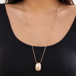 PuRui Simple Thin Snake Chain With Geometric Pendant Long Necklace for Women Charm Chokers On The Neck Jewelry Collar Party Gift