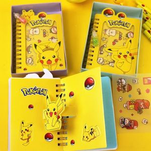 Pokemon Pikachu Notebook Coil Bound Cute Anime Cartoon Diary Journal for School Office Study Supplies Kids Gift Set