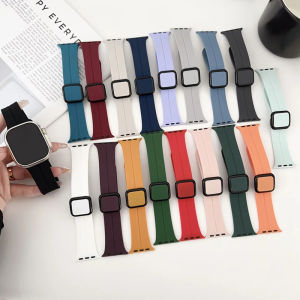 Magnetic Buckle Silicone Strap For Apple Watch Ultra 3 2 Band 11 49mm 46mm 44mm 45mm 40mm 41mm 42mm 38mm Foldable Clasp Bracelet for iWatch Series 11 10 9 8 7 6 5 4 SE3