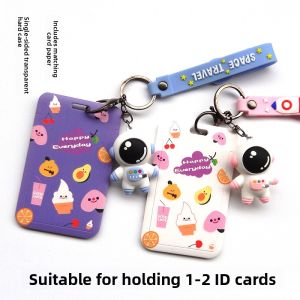 Fruit Student ID Card Holder Keychain Protect Cover for Bus Card Meal Card Cute Cartoon Design Hard Shell Case