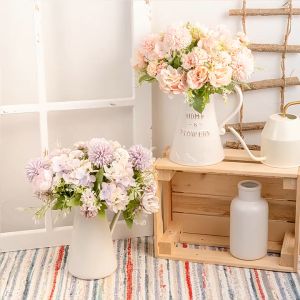 Bunga Plastik Hydrangea Peony Artificial Flowers Bouquet Silk Ball Blooming Fake Flower Photo Props