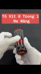 Bộ tô vít đa năng 8 trong 1 kèm đèn chiếu sáng tua vít tháo vặn ốc tiện lợi