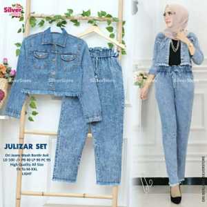 Julizar Set OOTD Snow Blue // Setelan Jeans Wanita Modern Terbaru