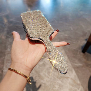 Fashionable Diamond Encrusted Luxury Comb Puffer Brush Large Board Hair Brush Womens Household Comb Stylish Hair Grooming Tool