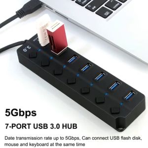 PINENO USB Hub 3.0 USB Splitter Multi USB 3.0 Hub Multiple 4 7 Port HUB Splitters With Power Adapter Computer Accessories Hub For MacBook PC Notebook