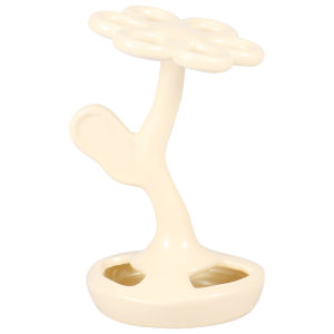 Toothbrush Holder Ceramic Flower Shape Bathroom Toothbrush Organizer Decorative Toothbrush Holder Stand with 6 Compartment