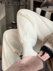 กางเกงขายาวทรงหลวมเอวสูง La Chapelle เอวยางยืด ผ้ากำมะหยี่ ทรงสลิมฟิต สำหรับผู้หญิง ฤดูใบไม้ผลิ 2024