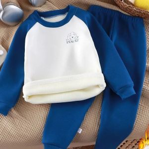Baby Casual Solid Color Sets Baby Clothes Sets Ensembles Infant Clothing Tops and Pants Fashion Pajamas Sets Velvet Thickened