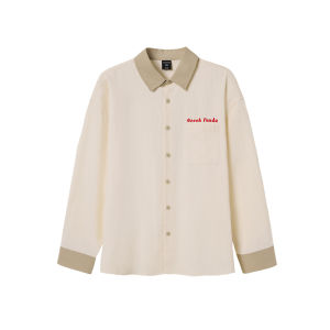 Loose Fit Long Sleeve Shirt Geometric Print Embroidery Large Size Mens Fashion Casual Cotton Shirt Turn-down Collar Button up