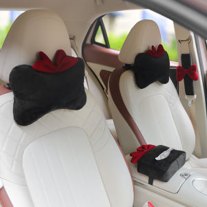 Car Safety Belt Shoulder Protector Cover Velvet Butterfly Knot Headrest Automobile Anti-strangulation Protection Interior Decoration