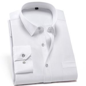Anti-Wrinkle Men Shirts Long Sleeve Dress Shirts For Men Slim Fit Camisa Social Business Blouse White Pocket Office Shirt S-4XL