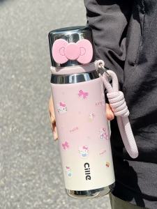 Cốc Nước Cách Nhiệt Dễ Thương Kitty Dung Tích Lớn Tách Trà Cho Phụ Nữ Cốc Nước Nóng Đẹp Mắt Nắp Cốc Bằng Thép Không Gỉ