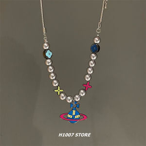 Colorful Planet Letter Mens Necklace Hip Hop Style Collarbone Chain Womens Unique Design Sensation Sweatshirt Chain Alloy Material Fresh out Fashion Jewelry Accessory