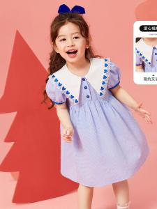 Princess Plaid Summer Dress for Girls Short Sleeve Doll Collar Childrens Skirt ASK Kids Clothing Polyester Cotton Blend