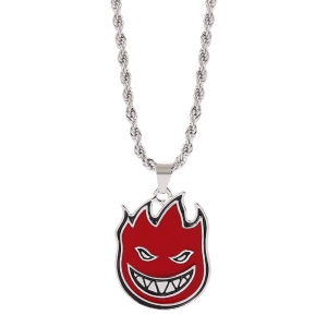 Hip-hop Magic Flame Face Pendant Punk Red Metal For Man Collar Necklace Punk Rock Charm Bar Nightclub Jewelry Accessories