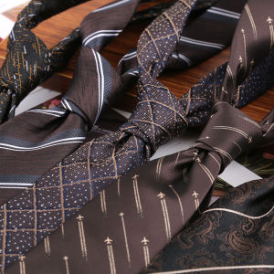 Necktie for Man Brown Tie Luxury Stripes 8cm Tie Groom Wedding Accessories Dot Striped Gravata Neck Ties Mens Daily Wear Ties
