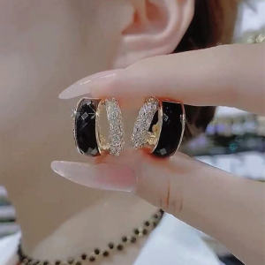ต่างหูรูปเพชรดำทอง 18K แฟชั่น ออเตอร์ไลส์ ลดราคา สำหรับผู้หญิง เครื่องประดับ เครื่องประดับแฟชั่น เครื่องประดับหู
