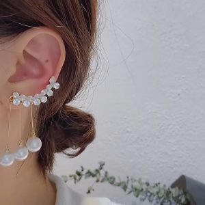 GL Fashional Flower Zircon Tassel Pearl with Advanced Sense Earrings ES69152