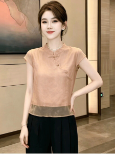 LIANPAI | Chinese Style Stand Collar Short Sleeve Shirt