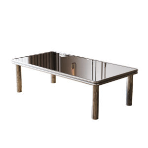 Mid-Ancient Stainless Steel Square Coffee Table Modern Minimalist Tea Table Small Apartment For Home Living Room Low Table Creative Tempered Glass