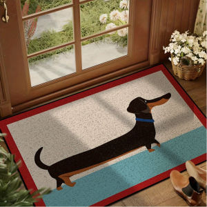 VIKAMA Cute Dachshund Welcome Door Mat Non-Slip Washable Kitchen Bedroom Carpet Bathroom Entry Mat Home Decor