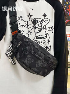 กระเป๋าคาดหน้าอกหมีน่ารักสําหรับผู้หญิงลําลองไนลอนกระเป๋าสะพายข้างเหมาะสําหรับการพักผ่อนเยาวชนและกีฬาพร้อมซิปปิด