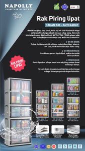 NAPOLLY NR-02 TP Rak Piring Lipat / Portable Susun 2 (Tahan Air Anti Karat)