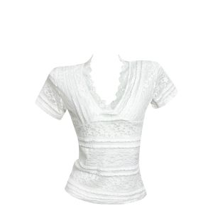 VKSOD | Sweet Spicy Style V-Neck Lace Top Design Fashionable White