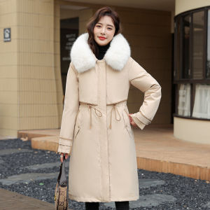 Thickened down Parka Coat Womens Mid-Length Over-Knee Cotton Jacket 2025 New Winter Durable Zipper Closure Hooded Coat