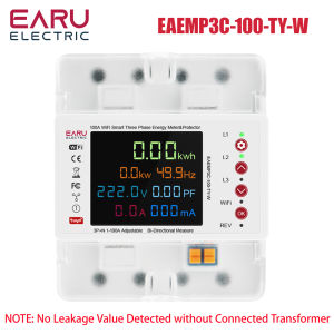 3 Phase Tuya WiFi Smart Bi-Directional Energy Power kWh Meter Leakage Over Under Voltage Protector Relay Switch Current Limit