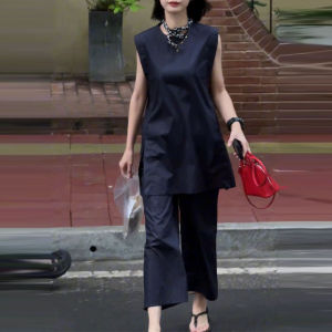 UYFY | Fashionable Versatile Sleeveless Shirt Wide Leg Pants Set Womens Summer New Style Ageless Casual Two Piece Set Elegant