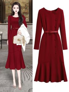 French Entry Lux Fancy Fishtail Dress 2024 New Arrival Classy Slim Fit Slimming Temperament Youthful-Looking Long Dress 8883