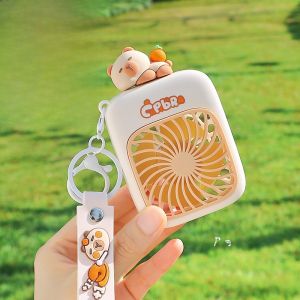 Cute Mini Portable Neck Hanging Fan for Students Children Small Size Rechargeable USB Fan Cartoon Design Lightweight