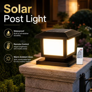 Solar LED Outdoor Pillar Lights Remote Control 4 Colors Solar Light for Garden Patio Outside Sunlight Pillar Fence Lamp Decor