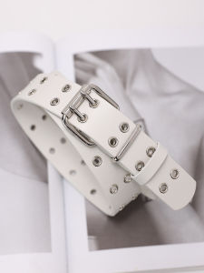 Delicate and Classy ~ Trendy Feeling ~ White Wide Belt Match with Coat Waist Seal 2024 New Arrival Hollow Belt Womens Genuine Leather