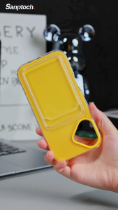 Sanptoch Simple Color Card Slot Phone Case For iPhone 16 15 14 13 Pro Max Clear Soft TPU + Color Hard PC Cover For iPhone 16 Pro Max Photos Slots Shockproof Protection Casing