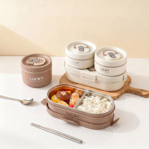 WORTHBUY 304 Stainless Steel Oval Insulated Lunch Box For Kids Student Portable Leak Proof Divided Food Container Microwave Safe