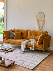 Modern Minimalist Japanese Style Small Household Corduroy Sofa for Adults with Moving Features Economic Type