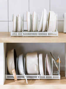 Kitchen Storage Rack Adjustable Telescopic Cabinet Inner Pot Kitchenware Storage Pot Rack Countertop Dish Rack Pot Lid Rack