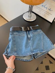 Quần Short Denim Cạp Cao Dáng Chữ a Rộng Rãi Thường Ngày Mùa Hè 2025 Phong Cách Hàn Quốc Quần Jeans Nữ Thiết Kế Nhỏ