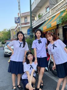 Thai Style School Uniform JK Uniform Shirt Short Sleeve Graduation Photo Sports Day Class Uniform Set for Junior And High School Students