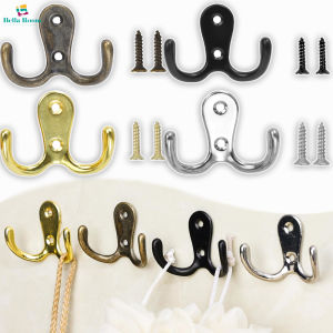 ตะขอเสื้อโค้ตติดผนังพร้อมสกรู2/4ชิ้นที่แขวนผ้าขนหนุโลหะผสมสังกะสีแบบย้อนยุคที่เก็บของติดผนังบ้านที่เก็บของสองราวตะขอ