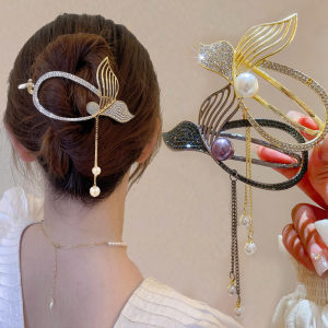 Vòng Xoắn Kim Cương Giả Tua Rua Đuôi Cá Sáng Bóng Kẹp Tóc