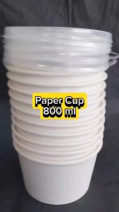 [1 PAK ISI 25 PCS] Paper bowl 800ml + tutup / Mangkuk kertas / wadah kertas tebal / Cup mangkok tahan panas
